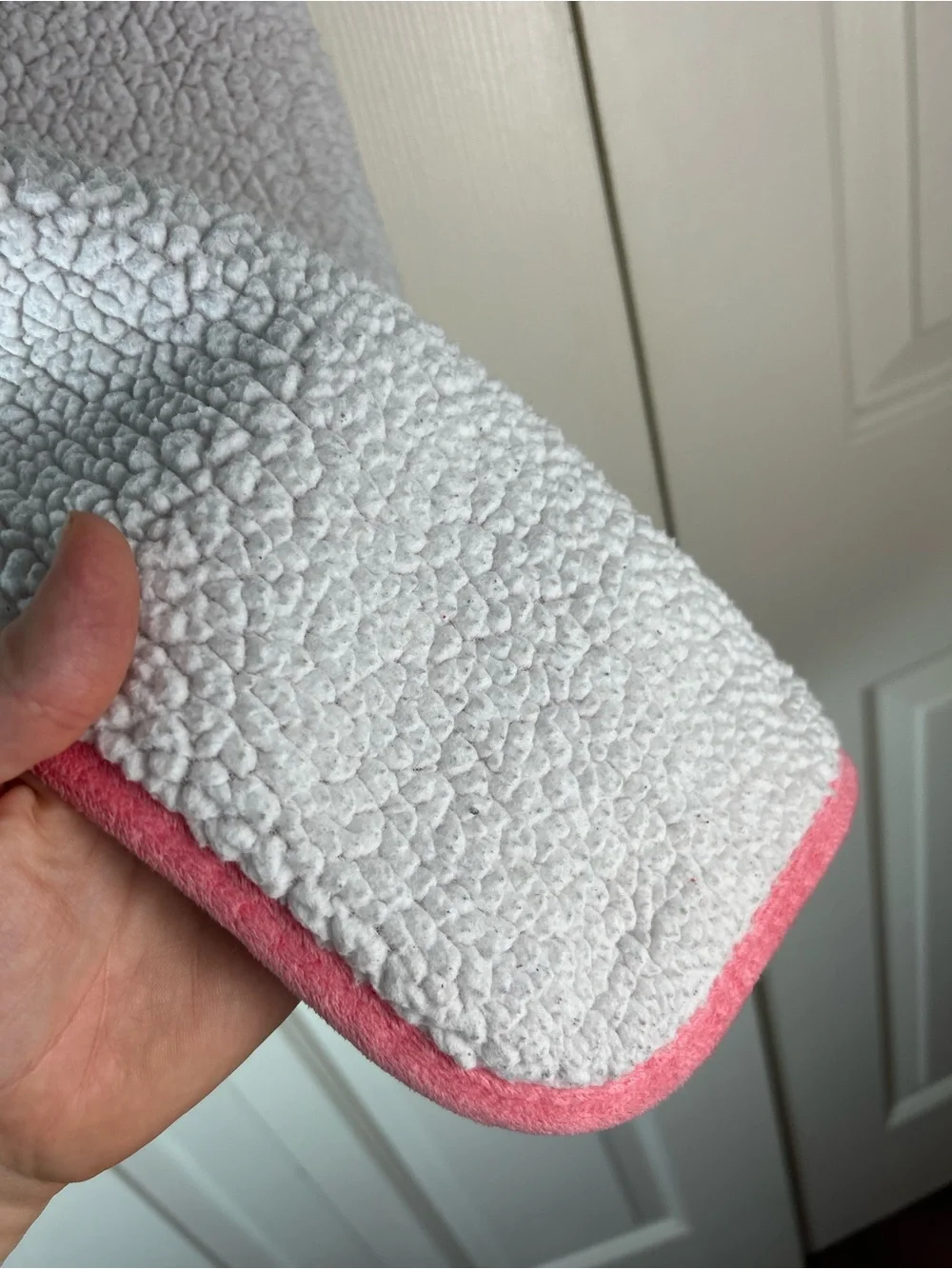 Parent's Choice Pink White Patchwork Squares Baby Blanket Sherpa Coral Peach